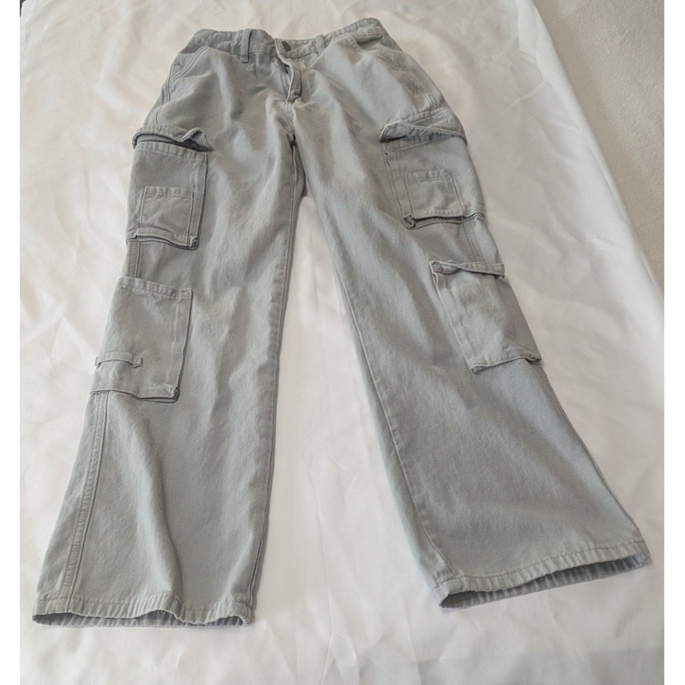 Cargo Wide-Leg Pants in Light Gray